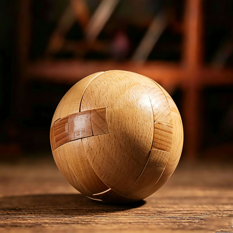 Wooden Puzzle Kids - Klasik Ahşap Bulmaca Topu Sihirli Zeka