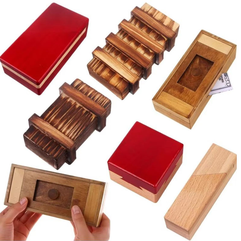 Wooden Puzzle Kids - Ahşap Gizli Bölmeli Bulmaca Kutusu, Zor
